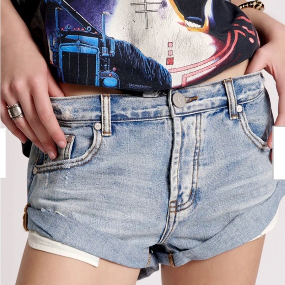 Bandits Low Waist Denim Shorts 
Hendrixe Blue One Teaspoon Size 31 - Picture 1 of 8